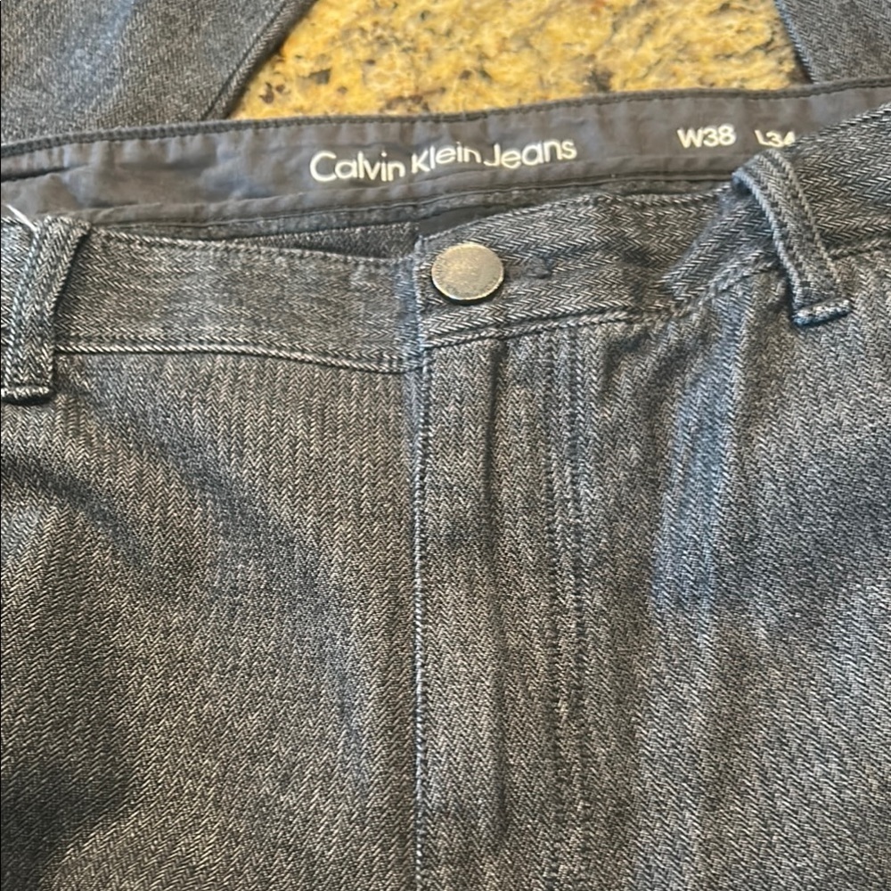 Calvin Klein Gray Dress Casual Jeans with Textured Denim
